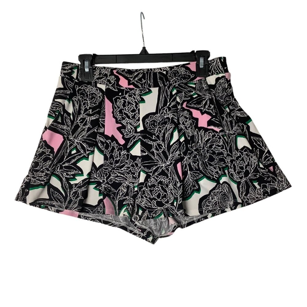 Express High Rise Floral Flowy Shorts Women Small White Black‎ Formal POCKETS